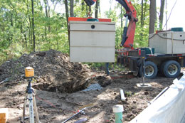 Installation of a precast concrete septic tank